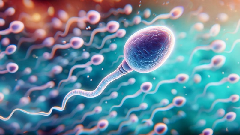 چندین اسپرم و سلول 